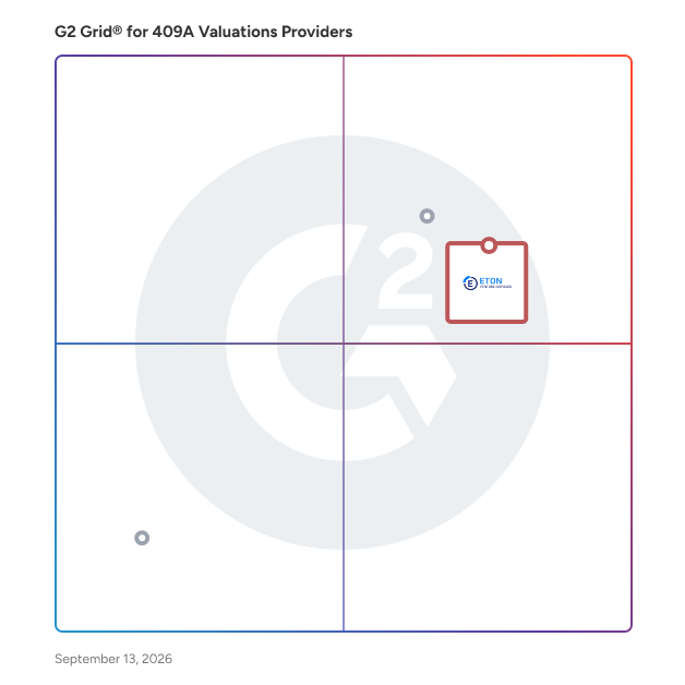 G2 Grid® for 409A Valuations Providers Service plotting products by satisfaction and market presence