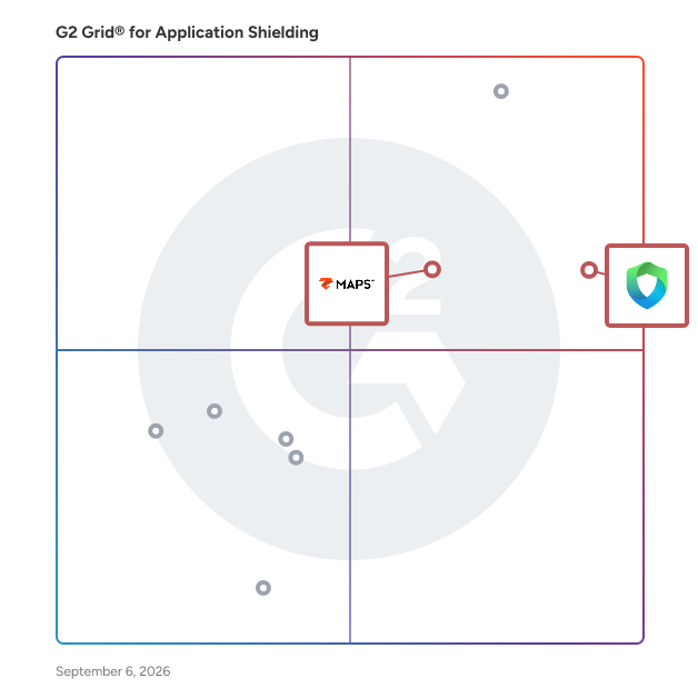 G2 Grid® for No-Code/Low-Code Security Implementation in Application Shielding Software, highlighting the products that define this theme