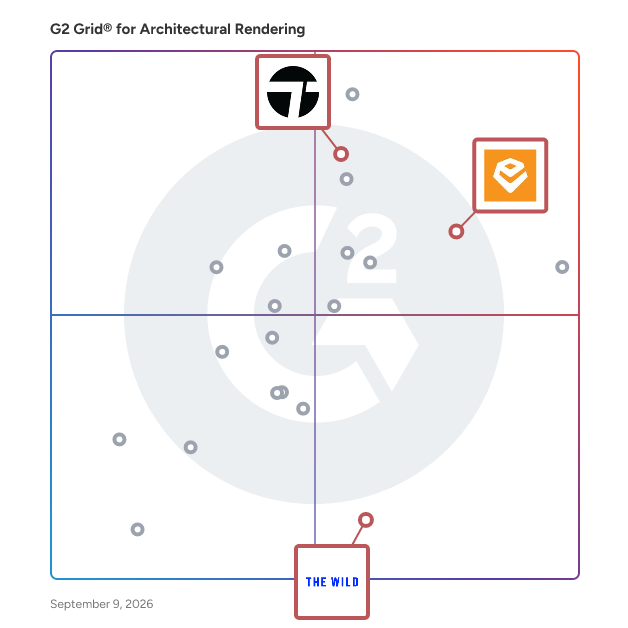 G2 Grid® for Virtual Reality Support in Architectural Rendering Software, highlighting the products that define this theme