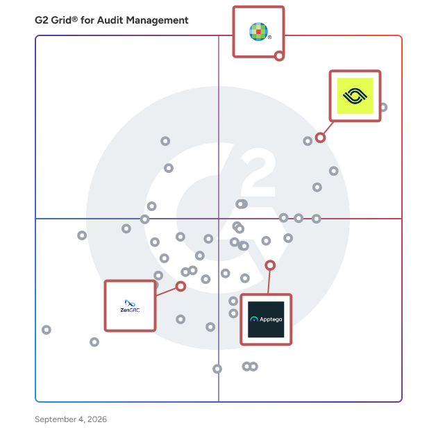G2 Grid® for Auditing Tools in Audit Management Software, highlighting the products that define this theme