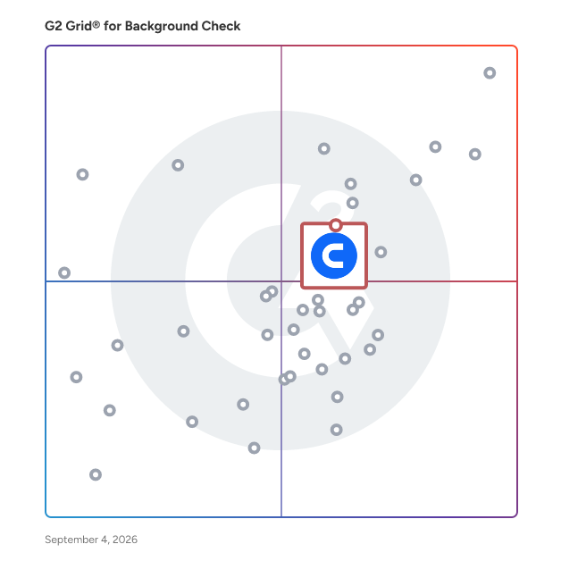 G2 Grid® for Compliance-Focused Solutions in Background Check Software, highlighting the products that define this theme