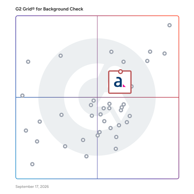 G2 Grid® for Background Check Software plotting products by satisfaction and market presence