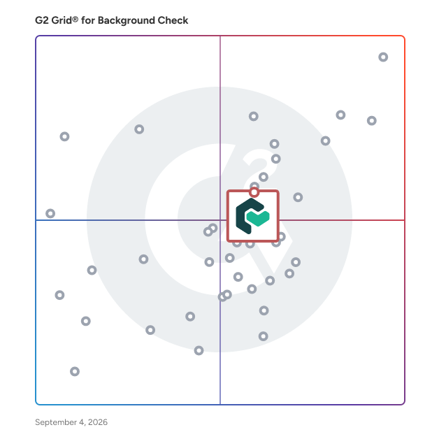 G2 Grid® for Reference Checking Solutions in Background Check Software, highlighting the products that define this theme