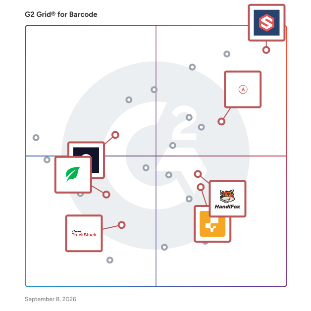 G2 Grid® for Order Management in Barcode Software, highlighting the products that define this theme