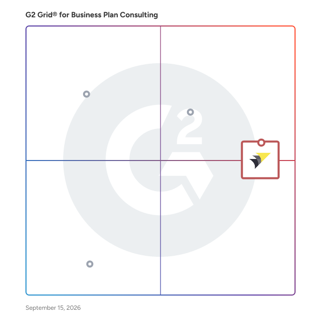 G2 Grid® for Business Plan Consulting Providers plotting products by satisfaction and market presence