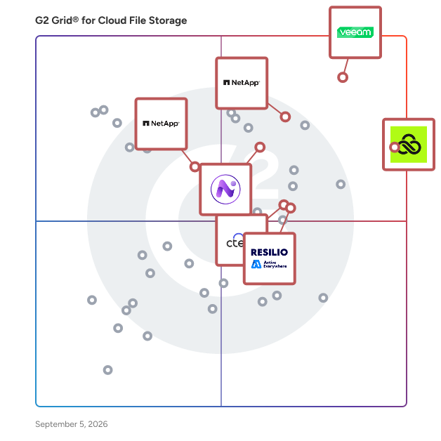 G2 Grid® for Enterprise-Focused Solutions in Cloud File Storage Software, highlighting the products that define this theme