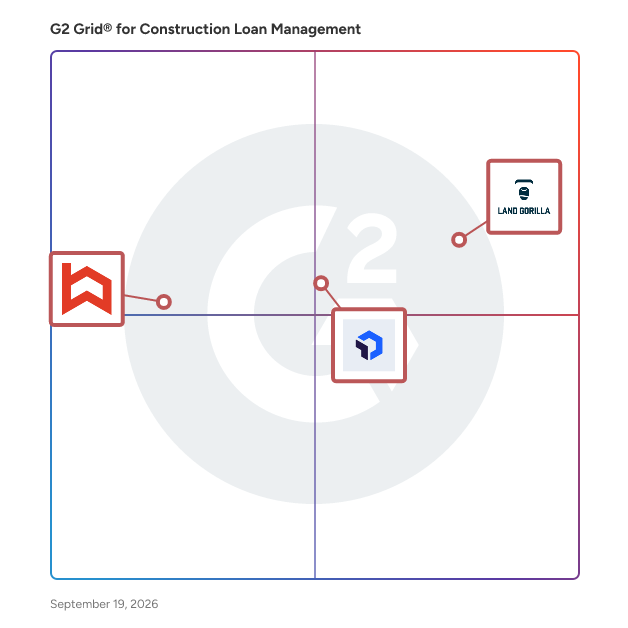 G2 Grid® for Cloud-Based Deployment in Construction Loan Management Software, highlighting the products that define this theme