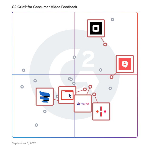 G2 Grid® for AI Interaction in Consumer Video Feedback Software, highlighting the products that define this theme