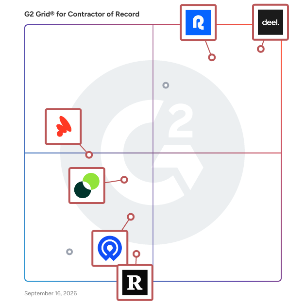 G2 Grid® for Employer of Record (EOR) Services in Contractor of Record Software, highlighting the products that define this theme