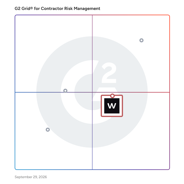 G2 Grid® for Contractor Management in Contractor Risk Management Software, highlighting the products that define this theme