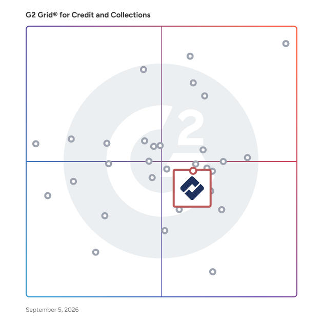G2 Grid® for Payment Processing in Credit and Collections Software, highlighting the products that define this theme