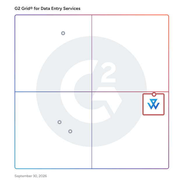 G2 Grid® for Data Entry Services Providers plotting products by satisfaction and market presence