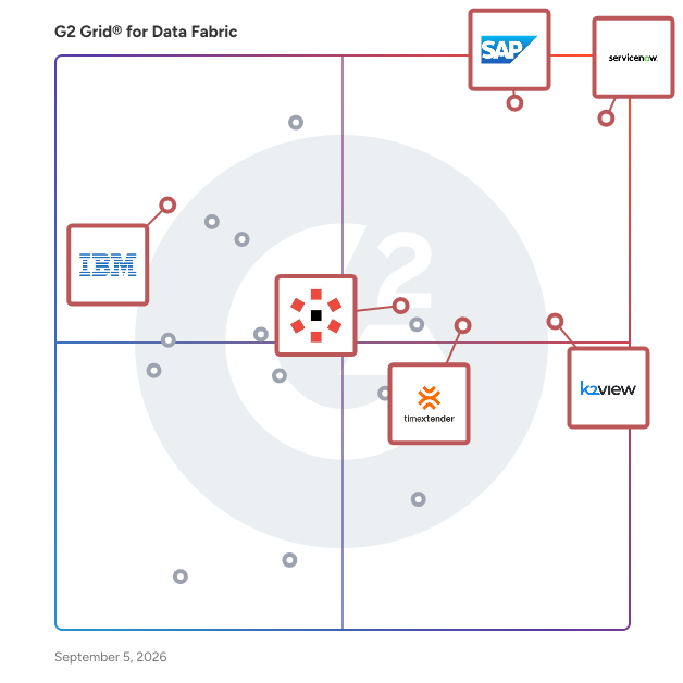 G2 Grid® for Data Governance in Data Fabric Software, highlighting the products that define this theme