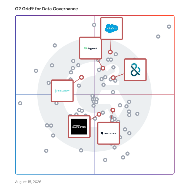 G2 Grid® for Customer Data Platforms in Data Governance Tools, highlighting the products that define this theme