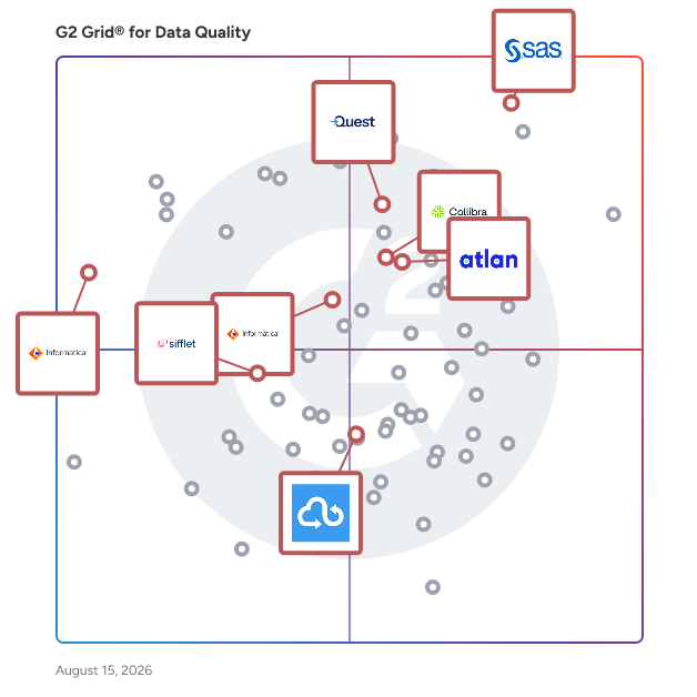 G2 Grid® for Data Governance in Data Quality Tools, highlighting the products that define this theme