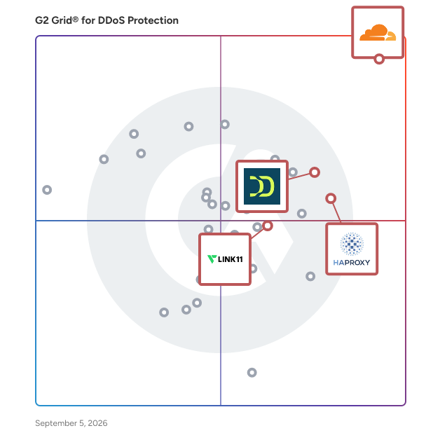 G2 Grid® for API Security in DDoS Protection Solutions, highlighting the products that define this theme
