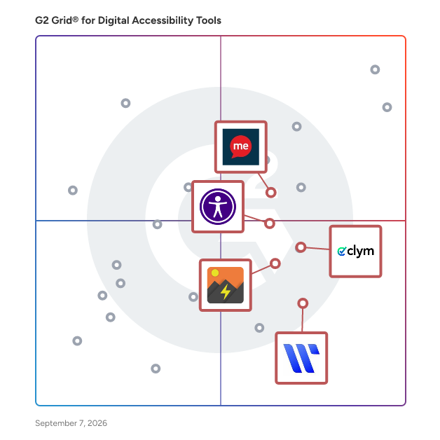 G2 Grid® for Multi-language Support in Digital Accessibility Tools , highlighting the products that define this theme
