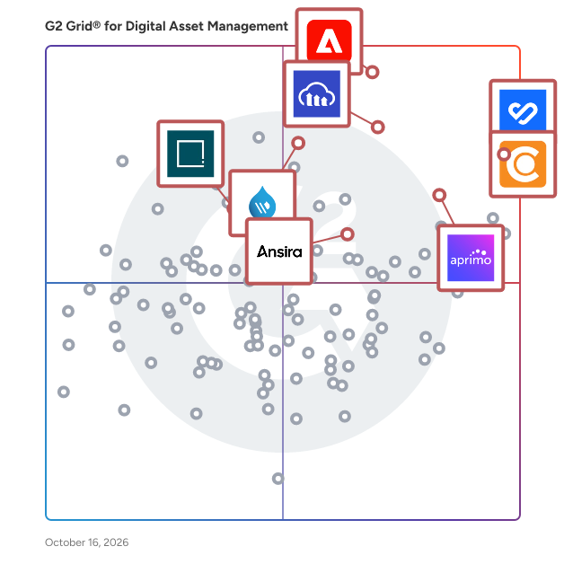 G2 Grid® for Digital Asset Management Software plotting products by satisfaction and market presence