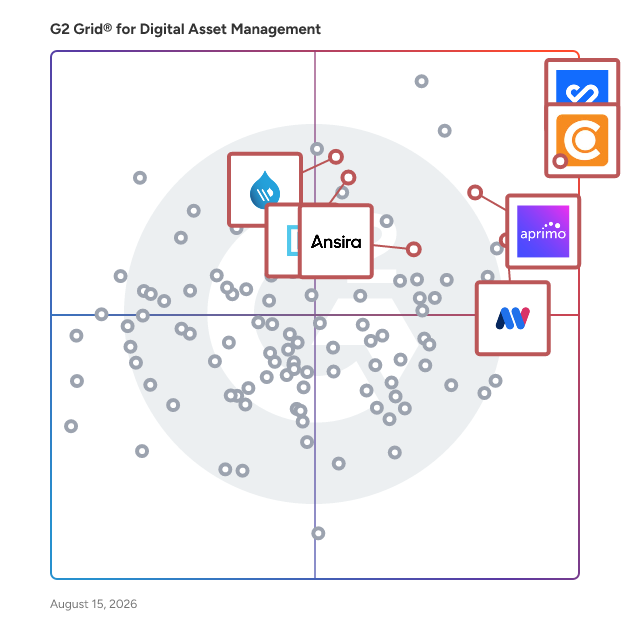 G2 Grid® for Brand Asset Management in Digital Asset Management Software, highlighting the products that define this theme
