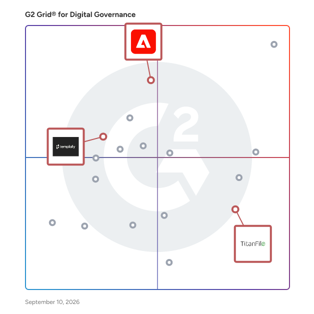 G2 Grid® for Document Management and Automation in Digital Governance Software, highlighting the products that define this theme