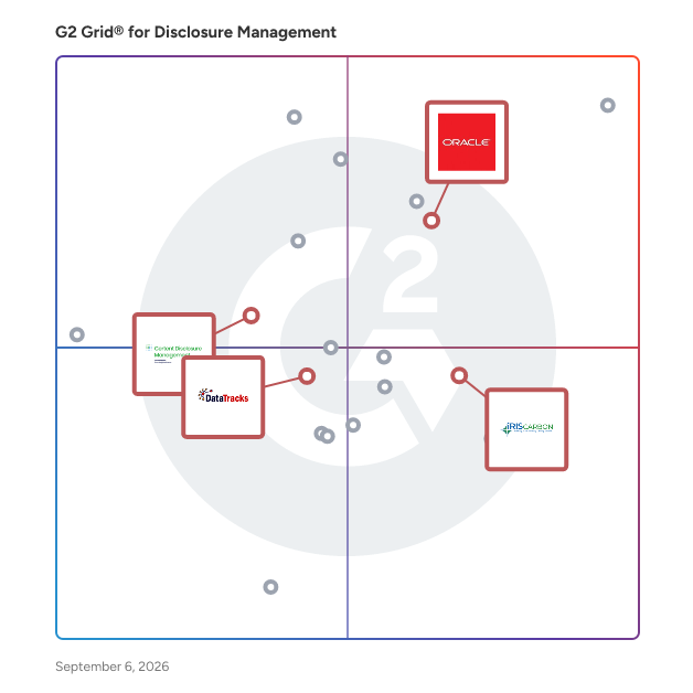 G2 Grid® for XBRL/iXBRL Reporting in Disclosure Management Software, highlighting the products that define this theme