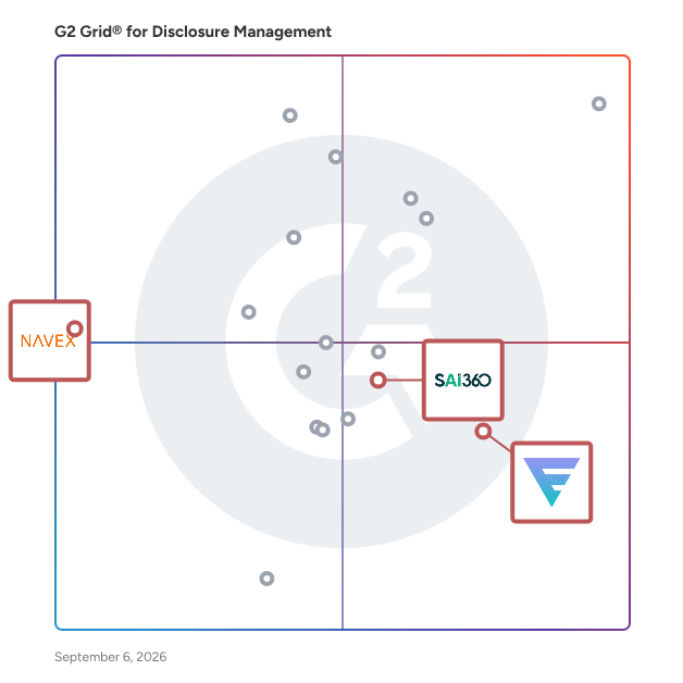 G2 Grid® for Governance Management in Disclosure Management Software, highlighting the products that define this theme
