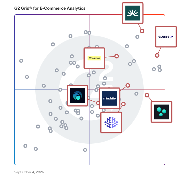 G2 Grid® for AI-Powered Insights in E-Commerce Analytics Software, highlighting the products that define this theme