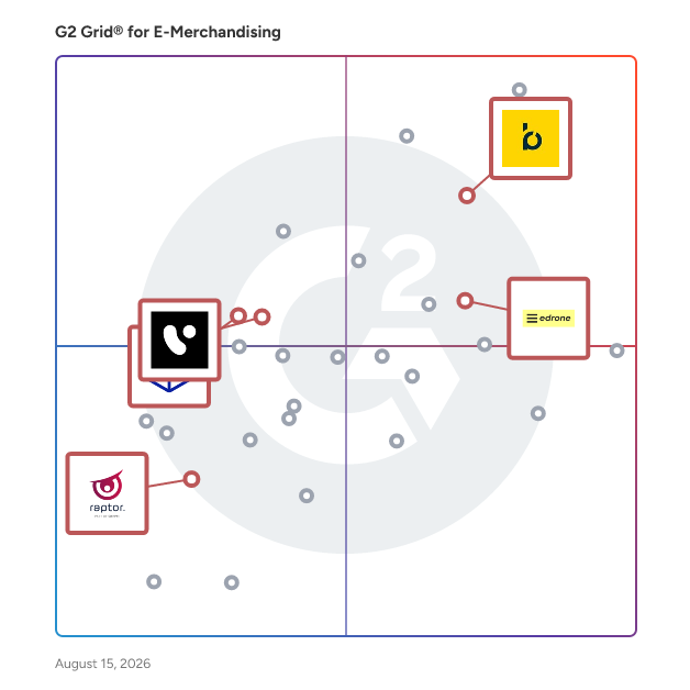 G2 Grid® for Marketing Automation in E-Merchandising Software, highlighting the products that define this theme