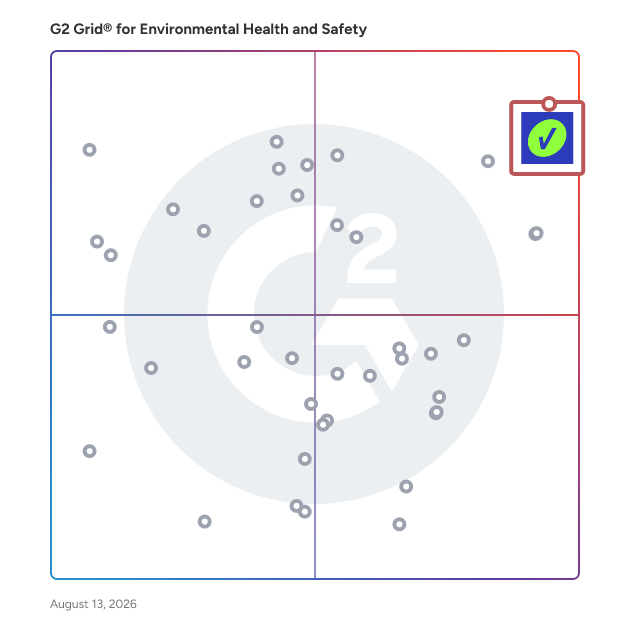 G2 Grid® for Environmental Health and Safety Software plotting products by satisfaction and market presence