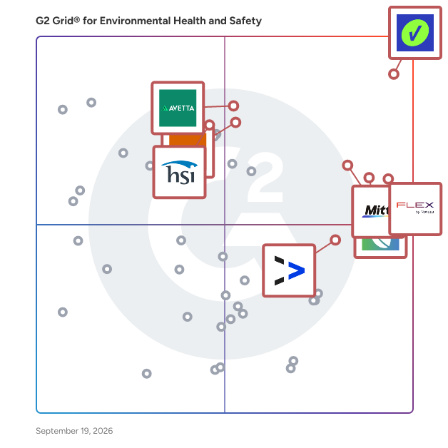 G2 Grid® for Environmental Health and Safety Software plotting products by satisfaction and market presence