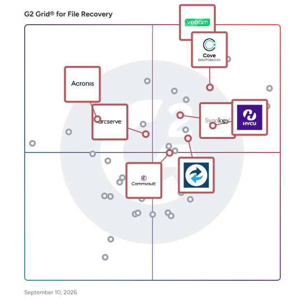G2 Grid® for Server Backup Solutions in File Recovery Software, highlighting the products that define this theme