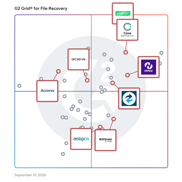 G2 Grid® for Disaster Recovery in File Recovery Software, highlighting the products that define this theme