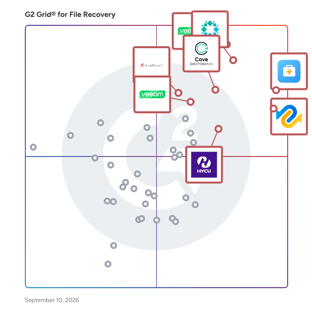 G2 Grid® for File Recovery Software plotting products by satisfaction and market presence