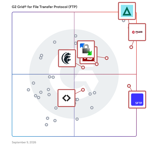 G2 Grid® for User Friendly Interface in File Transfer Protocol (FTP) Software, highlighting the products that define this theme