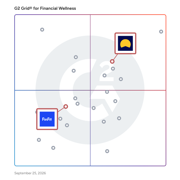 G2 Grid® for Retirement Planning and 401(k) in Financial Wellness Software, highlighting the products that define this theme