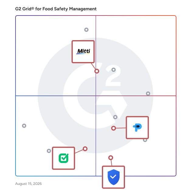 G2 Grid® for Digital Forms and Data Collection in Food Safety Management Software, highlighting the products that define this theme
