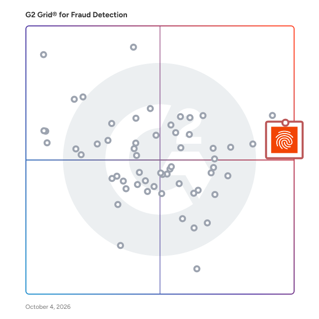 G2 Grid® for Fraud Detection Software plotting products by satisfaction and market presence