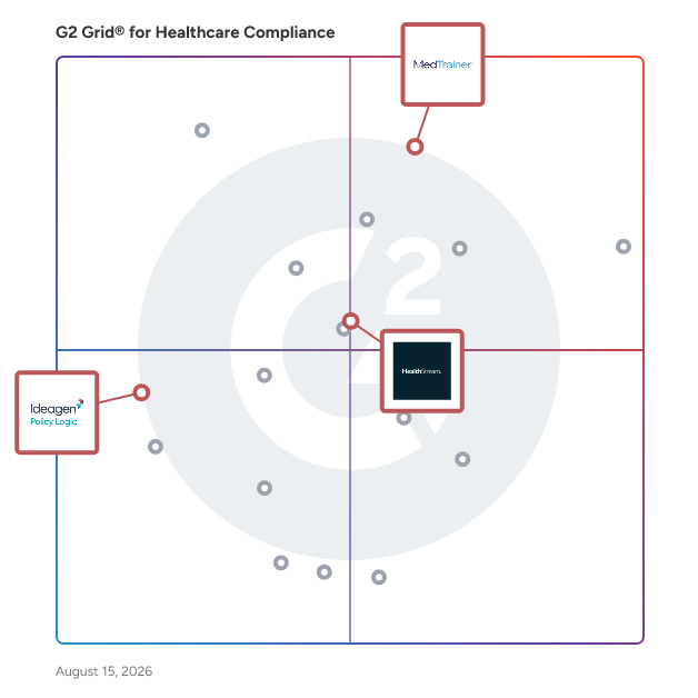 G2 Grid® for Policy Management in Healthcare Compliance Software, highlighting the products that define this theme