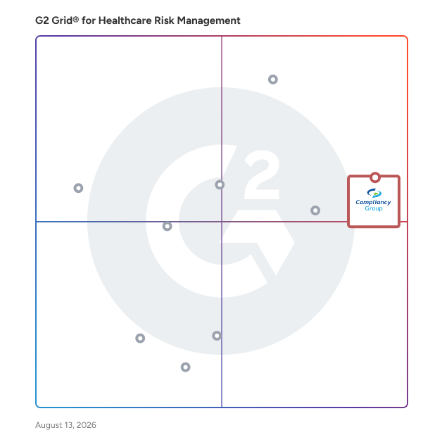 G2 Grid® for Healthcare Risk Management Software plotting products by satisfaction and market presence