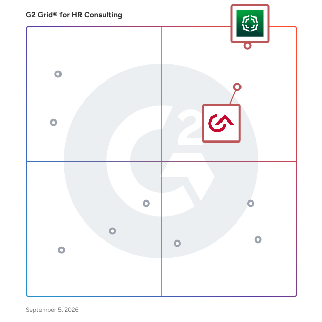 G2 Grid® for Human Capital Management Software in HR Consulting Providers, highlighting the products that define this theme