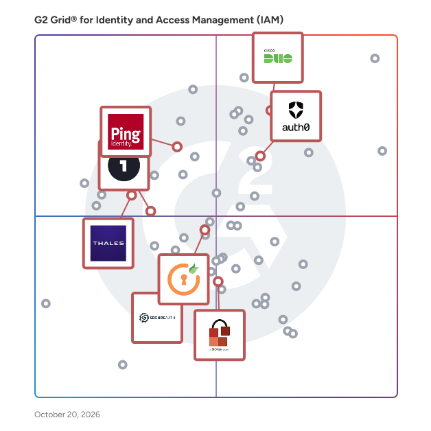 G2 Grid® for Risk-Based Authentication in Identity and Access Management (IAM) Software, highlighting the products that define this theme