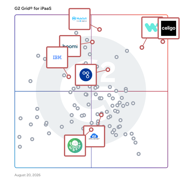 G2 Grid® for API Management in iPaaS Software, highlighting the products that define this theme