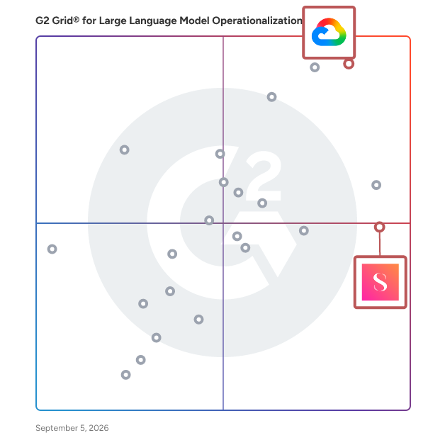 G2 Grid® for Data Labeling in Large Language Model Operationalization (LLMOps) Software, highlighting the products that define this theme