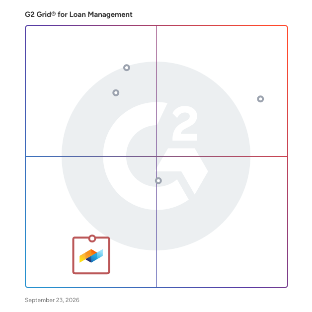 G2 Grid® for Commercial and Business Loans in Loan Management Software, highlighting the products that define this theme