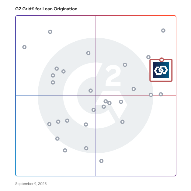 G2 Grid® for Automation in Loan Processing in Loan Origination Software, highlighting the products that define this theme