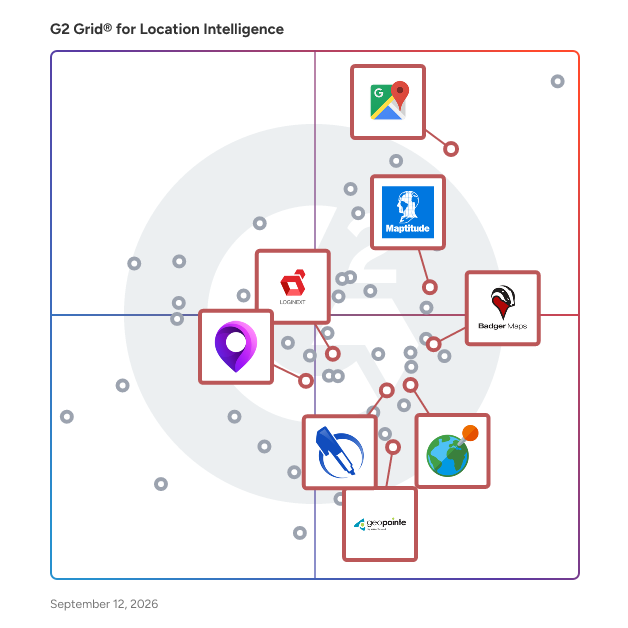 G2 Grid® for Route Planning and Optimization in Location Intelligence Software, highlighting the products that define this theme
