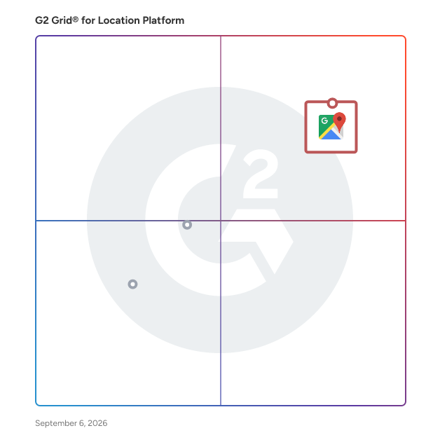 G2 Grid® for Location Platform Software plotting products by satisfaction and market presence