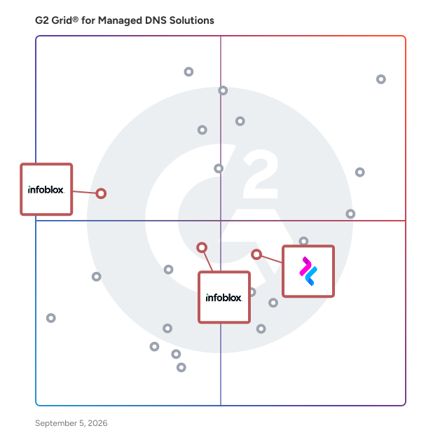G2 Grid® for Managed DDI Solutions in Managed DNS Solutions, highlighting the products that define this theme