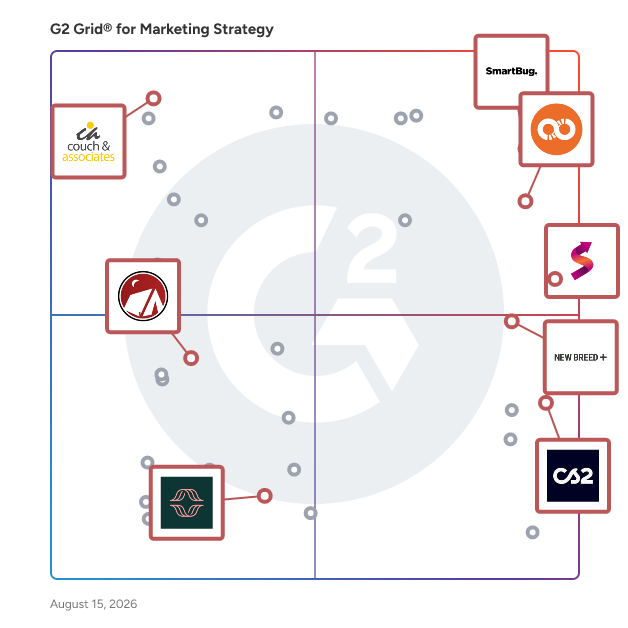 G2 Grid® for HubSpot Consulting Services in Marketing Strategy Agencies, highlighting the products that define this theme