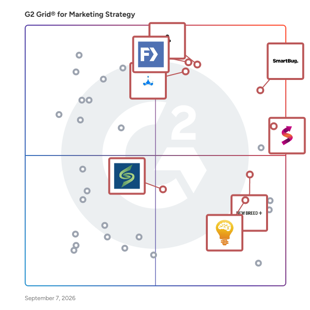 G2 Grid® for Lead Generation Services in Marketing Strategy Agencies, highlighting the products that define this theme